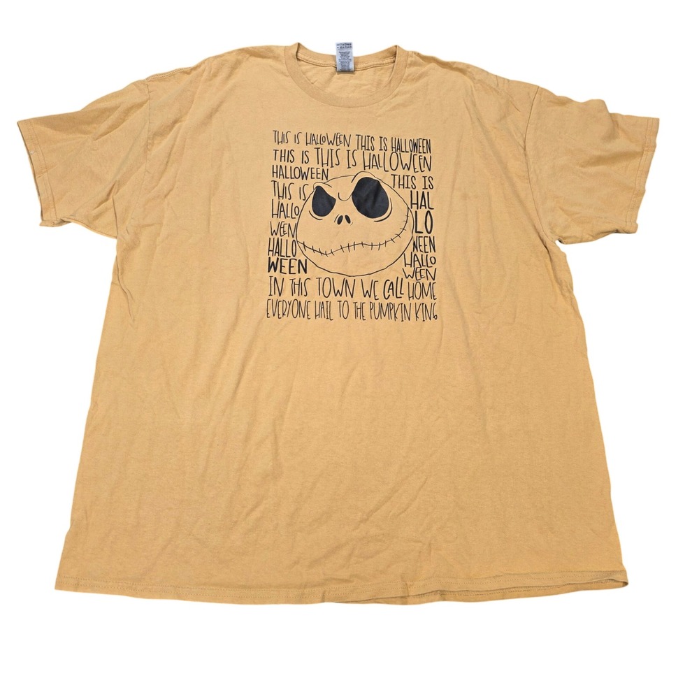 Gildan Jack Skellington Nightmare Before Christmas T-Shirt Men's Size 2XL Yellow
